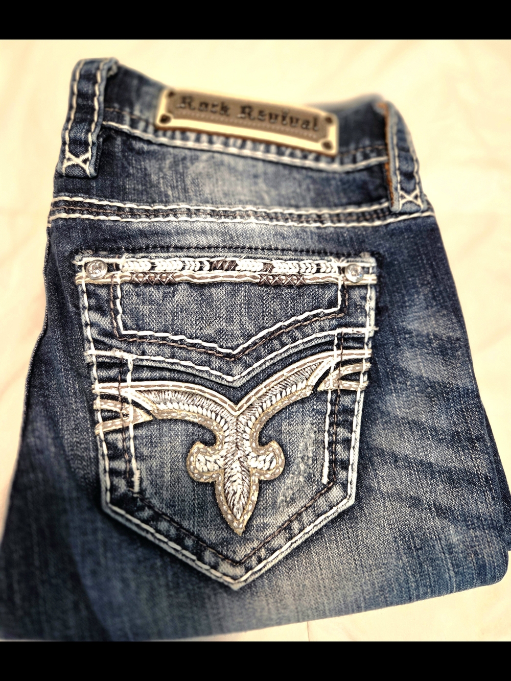 Rock Revival Denim Waistband Detail Womans - Tan & Brown